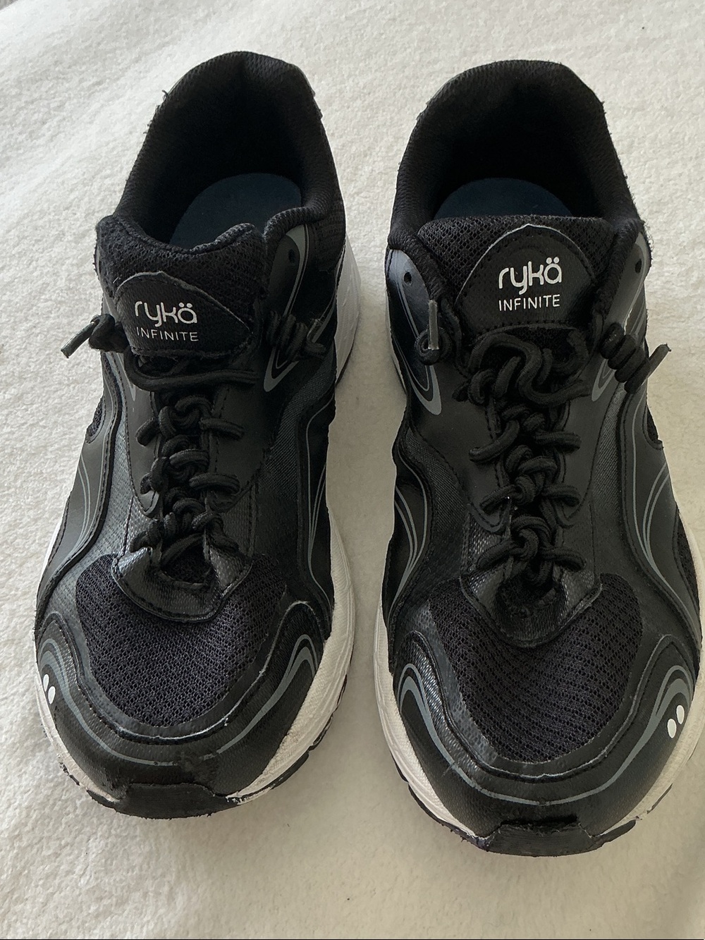 Ryka Infinite - Men’s Black Mesh and Leather Athletic Sneakers in